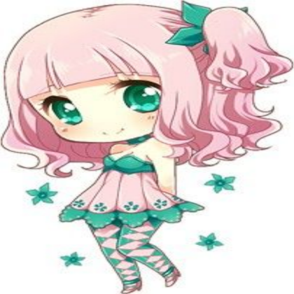 Pink chibi in blue dress Roblox decal