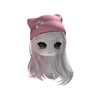 Y2K Pink Doll Hair + Beanie & Face Roblox item