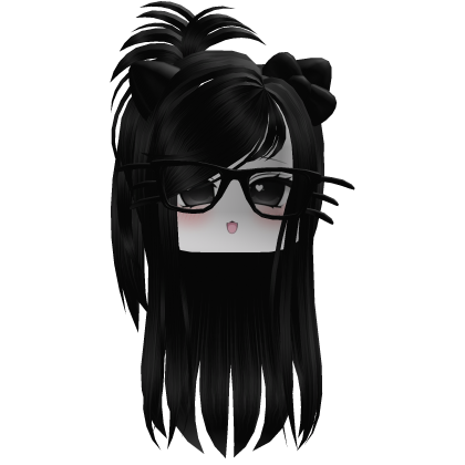 Black Cute Cat Girl Hair + Cat Glasses Roblox item