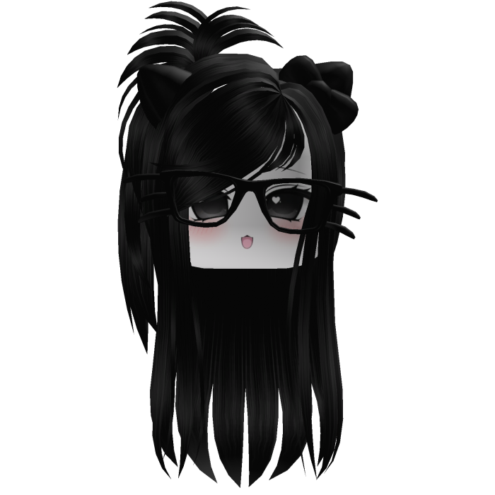 Black Cute Cat Girl Hair + Cat Glasses