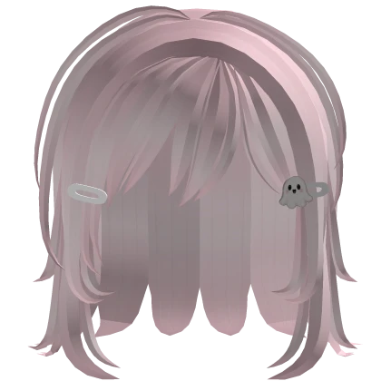 Baby Pink Hair w/ Cute Ghost Clips Roblox item render