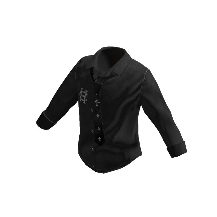 Retro Tie Button Shirt - Black