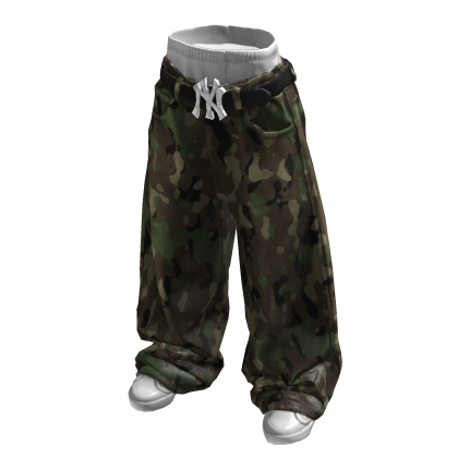 Baggy Camo Belted Jeans
