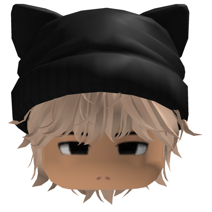 Head with blonde hair and a cute beanie