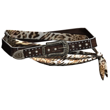 Brown Y2K Leather Belt Animal Print Sarong 2000s
