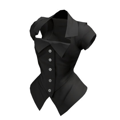 Black Goth Vkei Corset Blouse Office Button-up