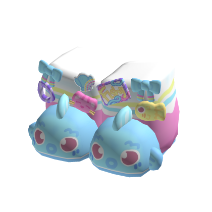 decora blue ocean fishy plushie pastel slippers thumbnail
