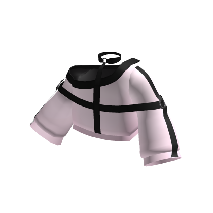 pink gothic emo sweater w black straps & choker thumbnail