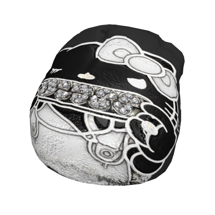 White and black grill kitty beanie . ♡ Roblox item