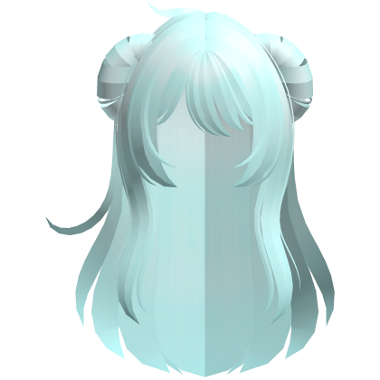 fluffy anime messy buns long hair teal
