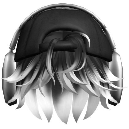 Black/White Messy Boy Hair w Cap + Headphones Roblox item