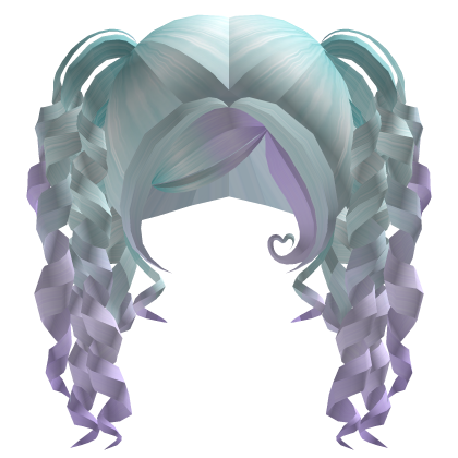 ♡ pastel goth curly side bang twin pigtail hair Roblox item
