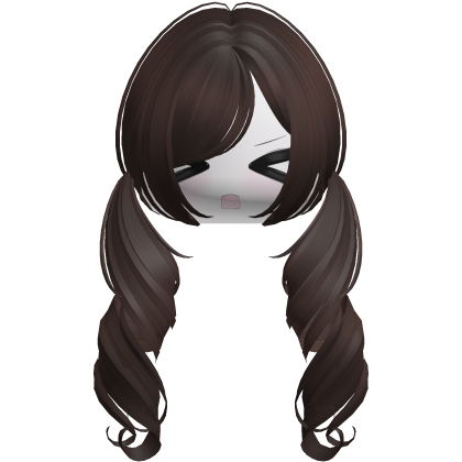 Cute Kawaii Dark Brown Curly Pigtails