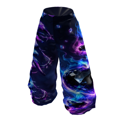 Y2K emissive black blue & purple scorpion pants 