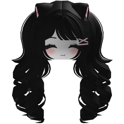 Cute hair emo Y2K cat-ear braids (black)
