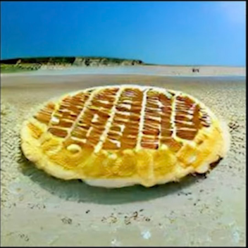 big waffle on a beach