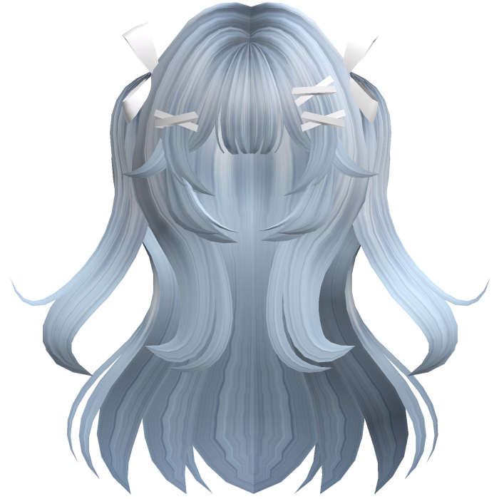 Blue Cute Wavy Pigtails w/ Ribbon Clips