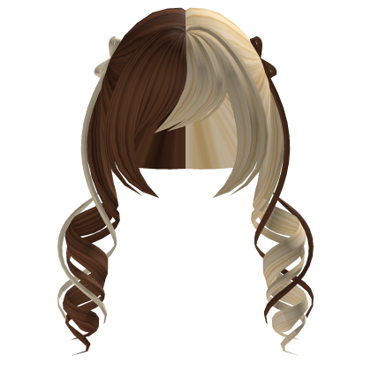 Curly Ribbon Pigtails (Brown and Blonde) Roblox item