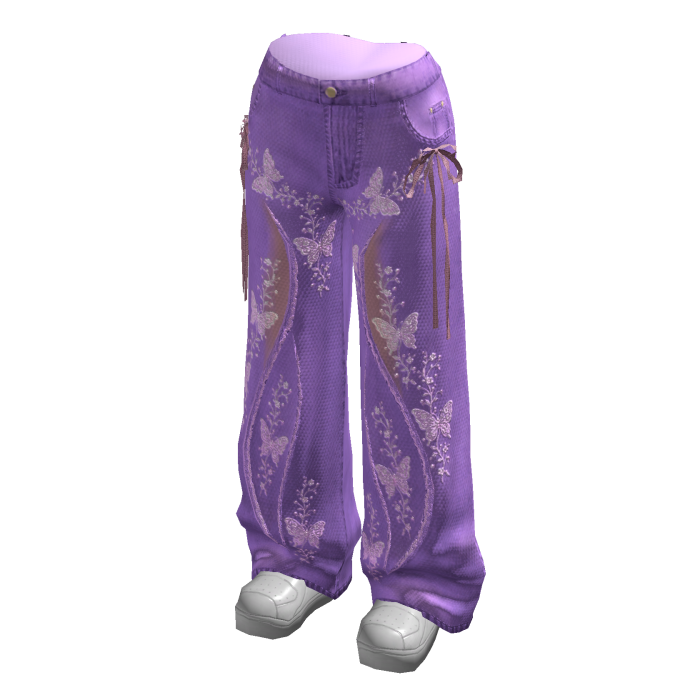 Baggy Graphic Jeans w/ Sneakers (Purple)