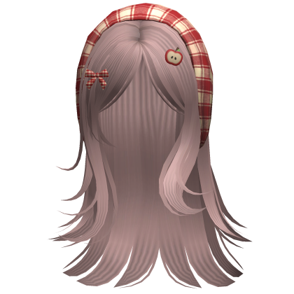 Cute Igari Hair w Plaid Headscarf Dusty Rose Roblox item