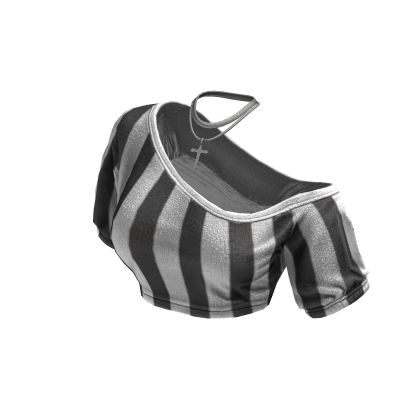 Cozy Off Shoulder Striped Top Necklace(GreyWhite)