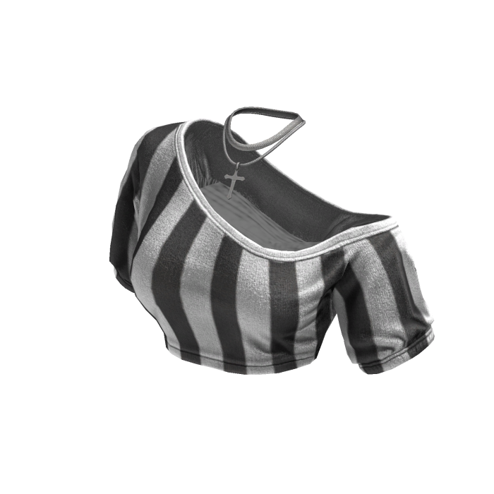 Cozy Off Shoulder Striped Top Necklace(GreyWhite)