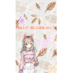 <blue blossoms>