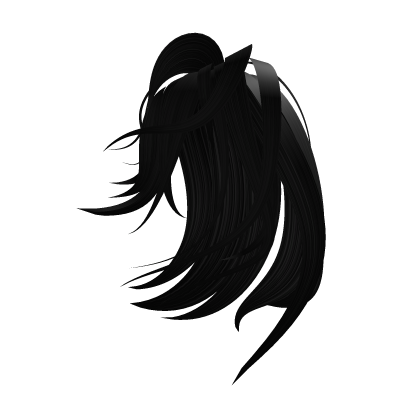 Flowing long black hair in wind  Roblox item