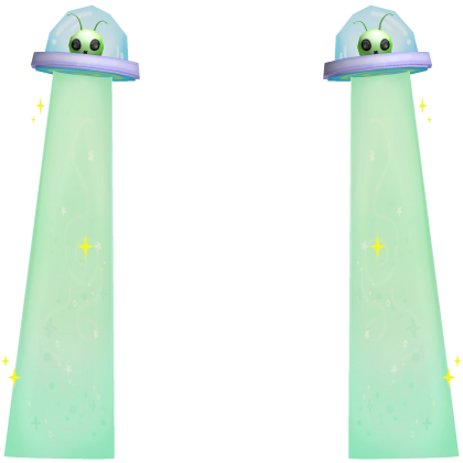 👽 Cute Silly Alien UFOs Behind You in Green