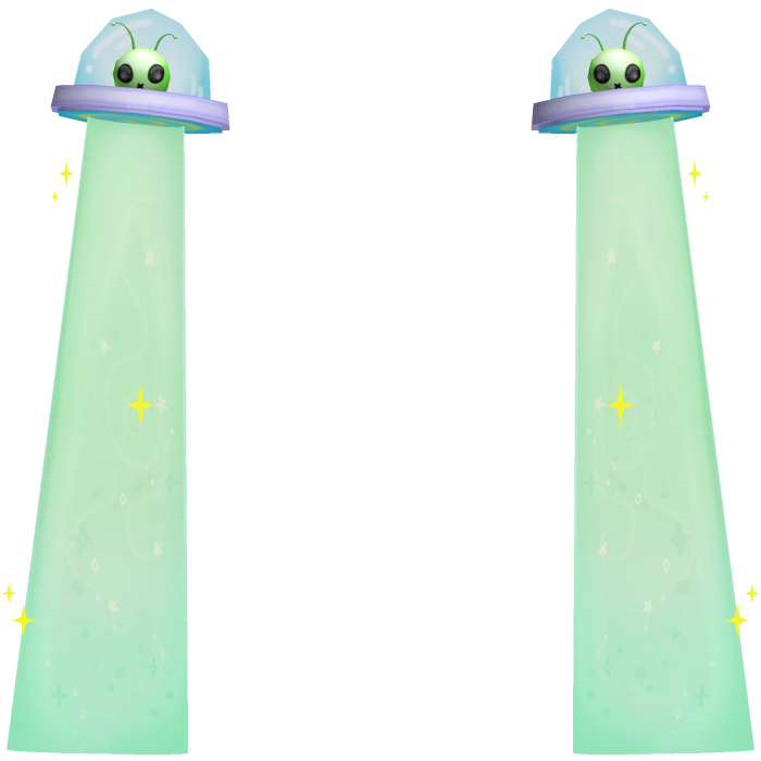 👽 Cute Silly Alien UFOs Behind You in Green