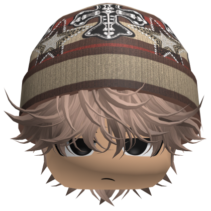Messy Spikey Hair W/ Skater Beanie Milktea V2 Roblox item