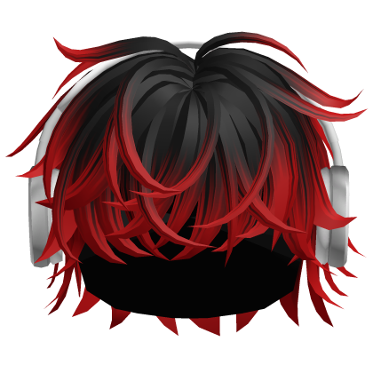 Messy Cool Boy Hair w/ Headphones (Black to Red)