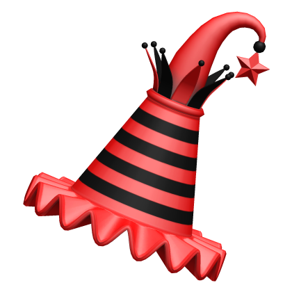 Black & Red Striped Jester Clown Party Hat Roblox item