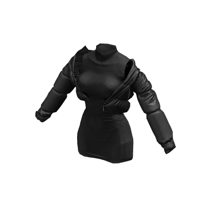 ʚ♡ɞ Black Puffer Jacket with Black Dress thumbnail