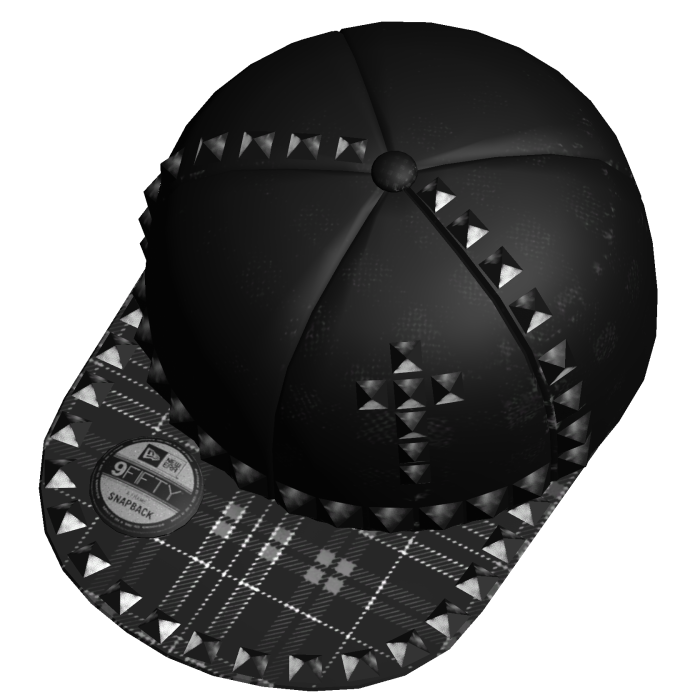 Studded Black Plaid Scene Snapback