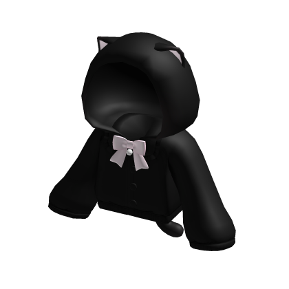 ୨୧: kawaii black & pink cat hoodie with bow