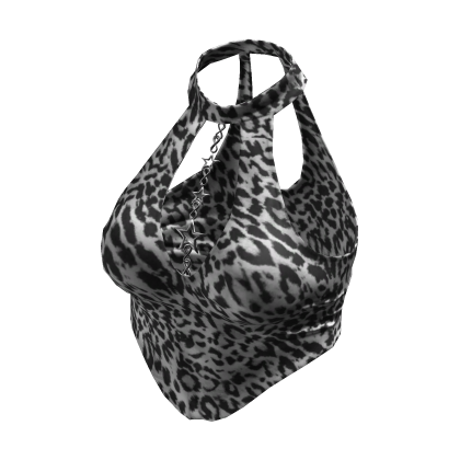 Y2K Star Chain Halter Top Leopard Print [JEYS]