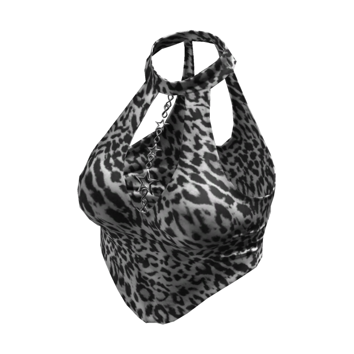 Y2K Star Chain Halter Top Leopard Print [JEYS]