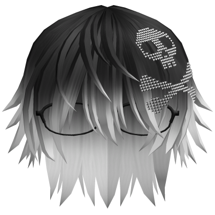 Emo Vkei Moe Boy Hair w Skull Glasses Black/White