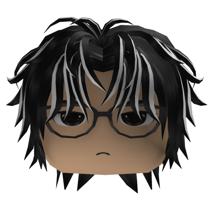 Layered Hair w/ Round Glasses (Black/White)