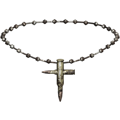 rusty silver beaded bullet cross chain