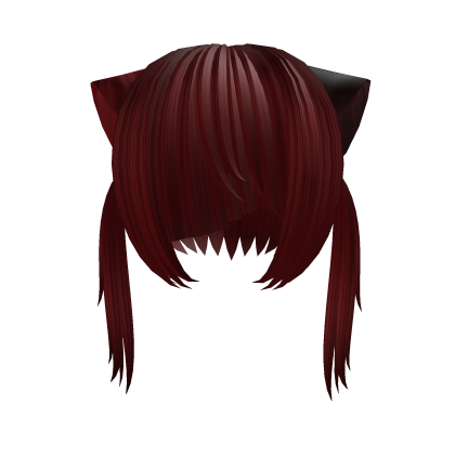 🖤꒱ red w/black spot kitty pigtails w/razor cut