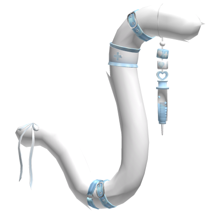 White Blue Cute Medic Nurse Cat Tail Roblox item