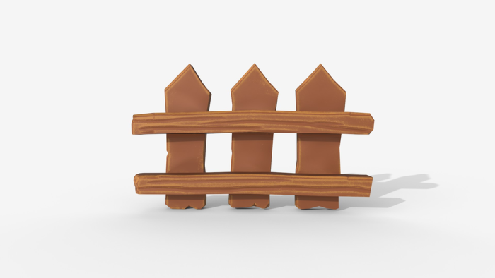 Stylized Wooden Fence - Low Poly Hand Painted Game preview 1