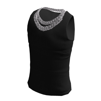 Black Tank Top w Double Iced Out Cuban Link