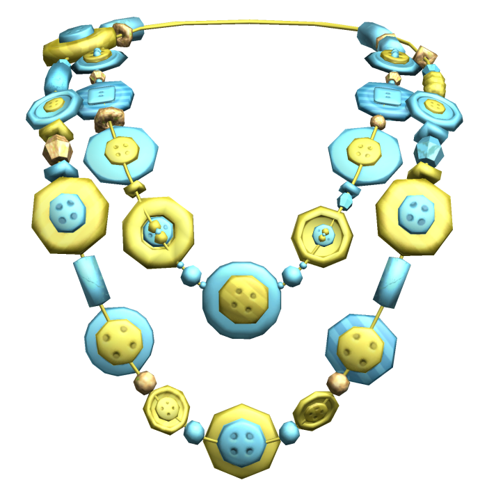 Retro Layered Gyaru Button Necklace Cyan Green