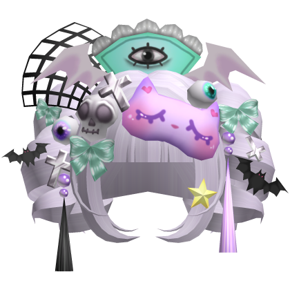 Pastel Goth Spooky Kawaii Pigtail Curls Lavender