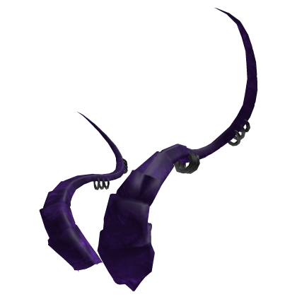 Big Curved Dark Purple Dragon Demon Horns w/ Rings