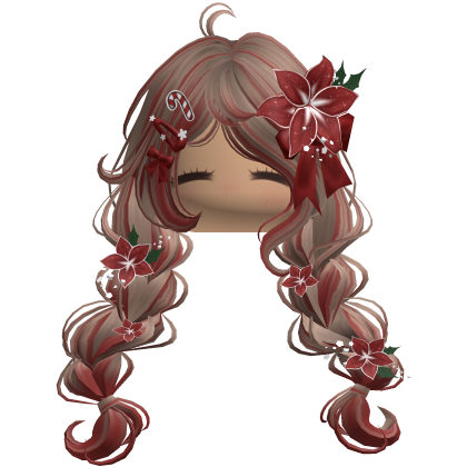 ♡ Christmas Preppy Flower Braids (Brown & Red)