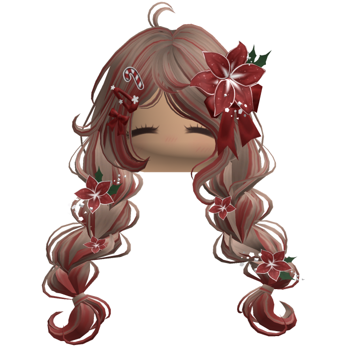 ♡ Christmas Preppy Flower Braids (Brown & Red)